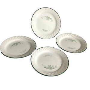 Corelle By Corning Bread Plates Callaway Swirl Green Ivy & Trim 7" Lot of 4